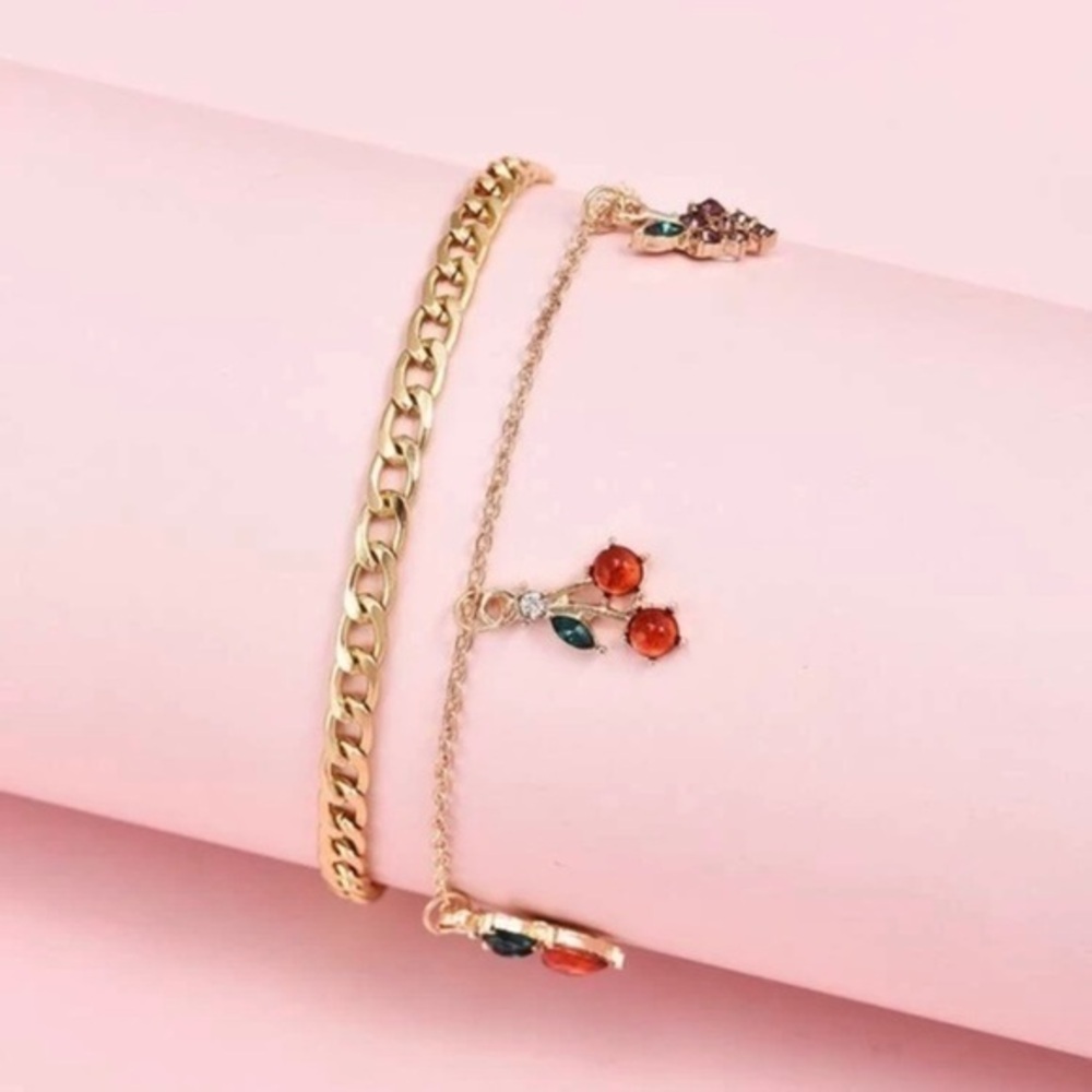 3/$30 💛 Fruit Charm Layered Anklet